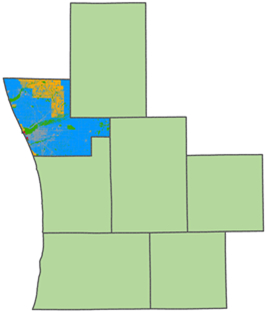 Map highlighting Muskegon County